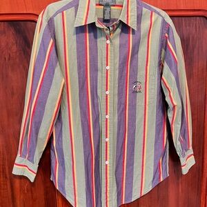 Ralph Lauren Multicolor Vertical Stripe Button-Down Shirt - Green/Purple/Red